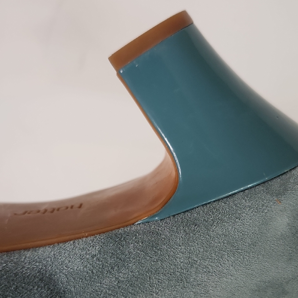 Hotter Suede & Patent Leather Teal Color T-Strap Heels Sz11 (Unisex) - Picture 9 of 10